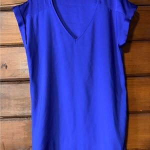 Express V-Neck Cap Sleeve Blouse - Royal Blue